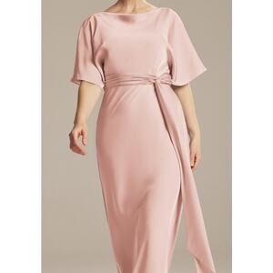 AW BRIDAL 14 1X plus pearl pink Romula bridesmaid satin midi dress NEW B120